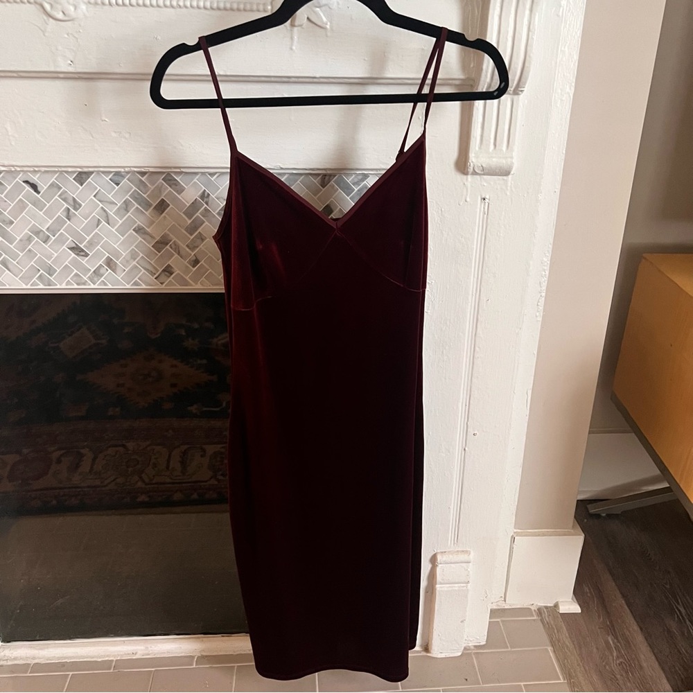 1. State Burgundy Velvet Slip Dress